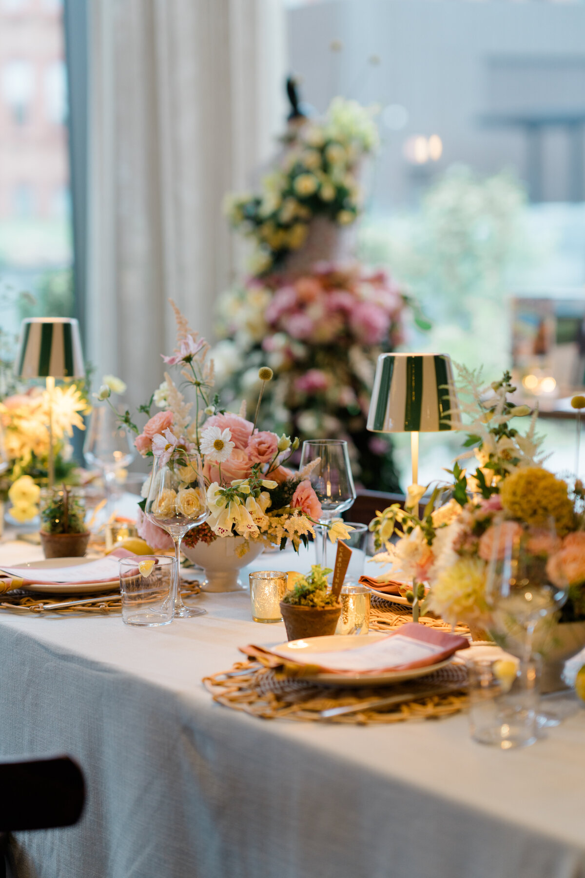 floral centerpiece and beautifully designed table setting