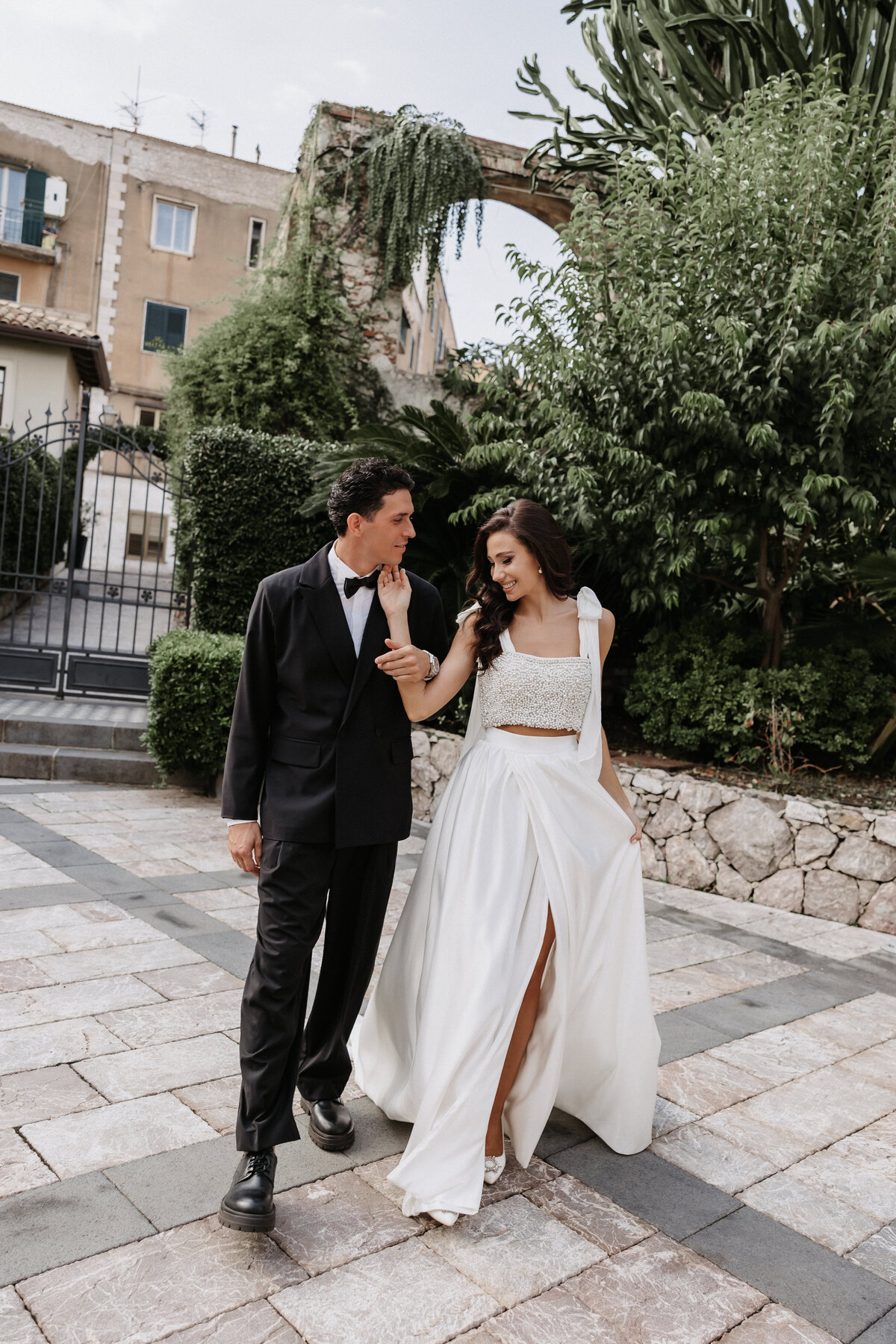 The Ashbee Hotel Wedding in Taormina in Sicily couple walking