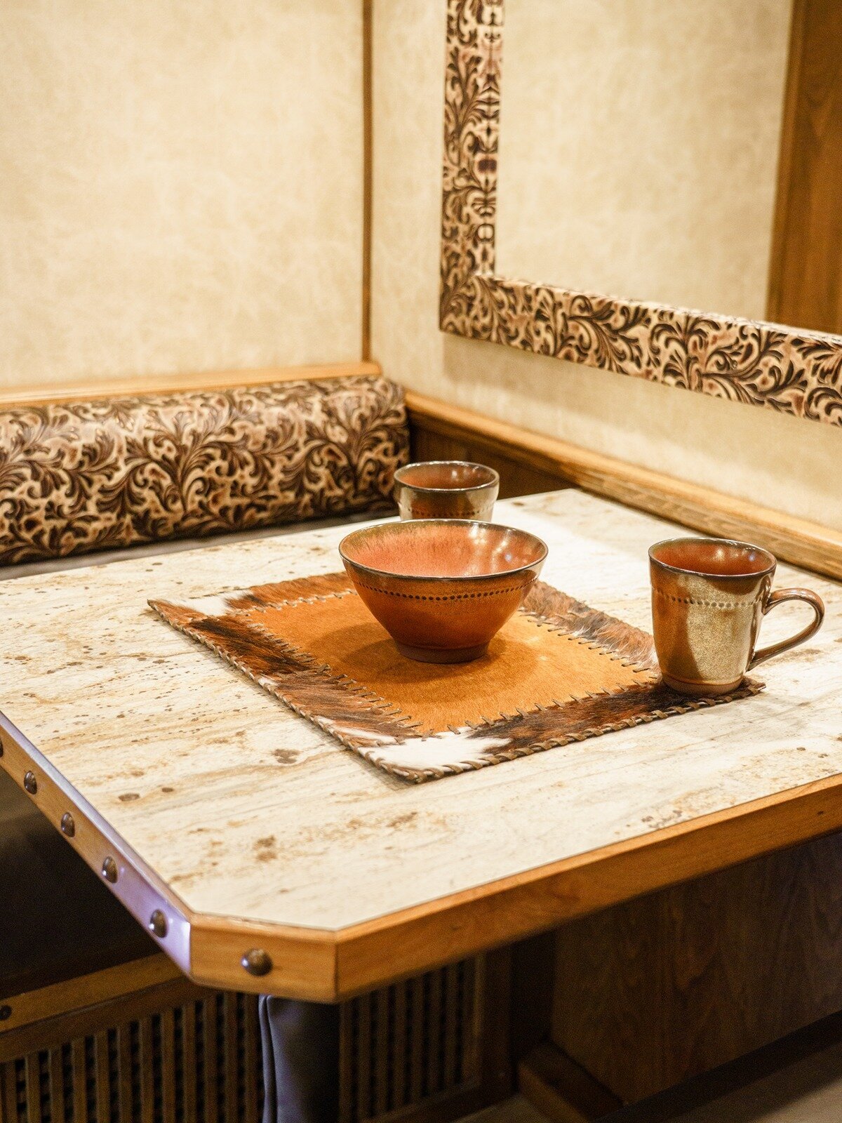 luxury horse trailer dining area