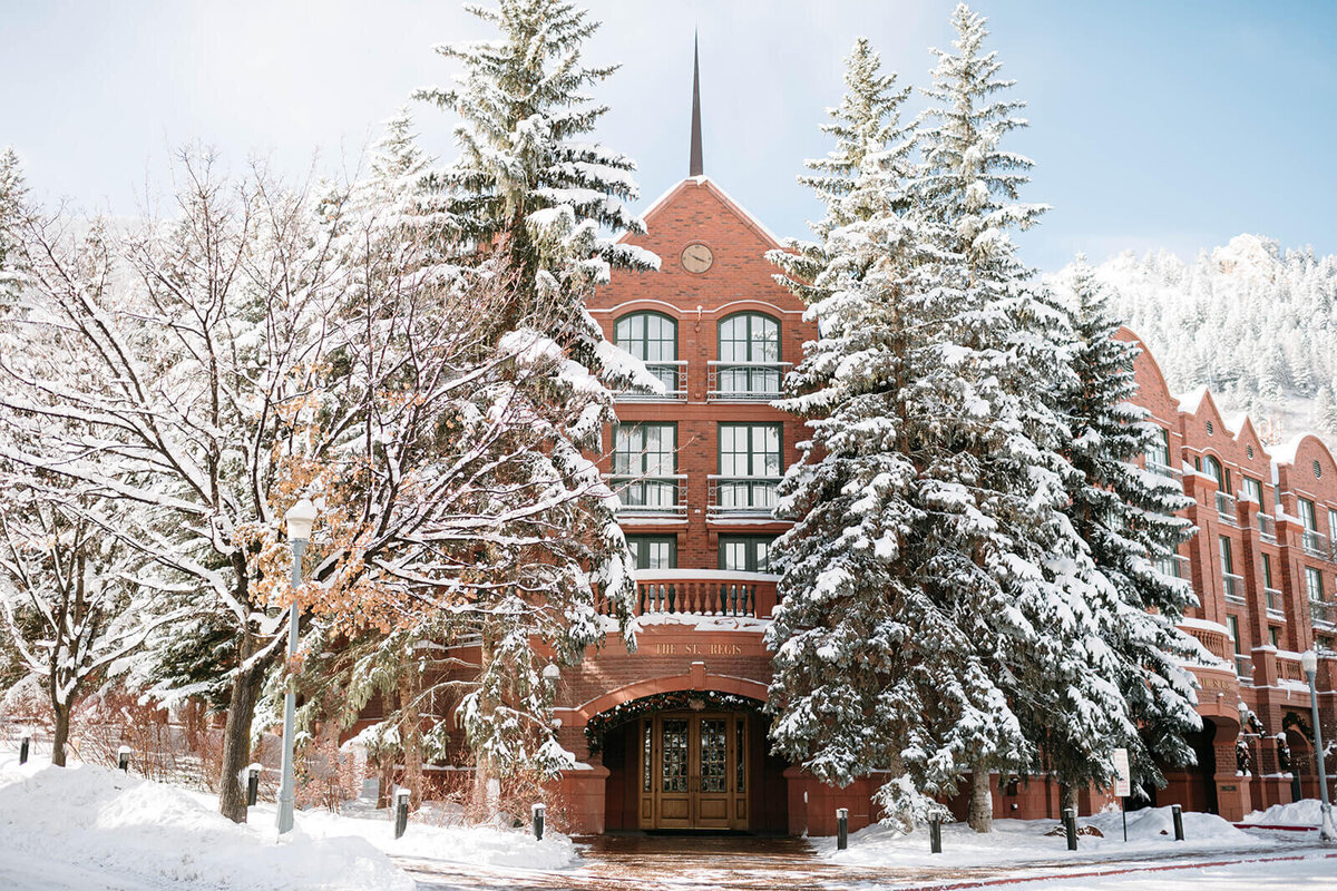 St. Regis Aspen Hotel on a snowy day