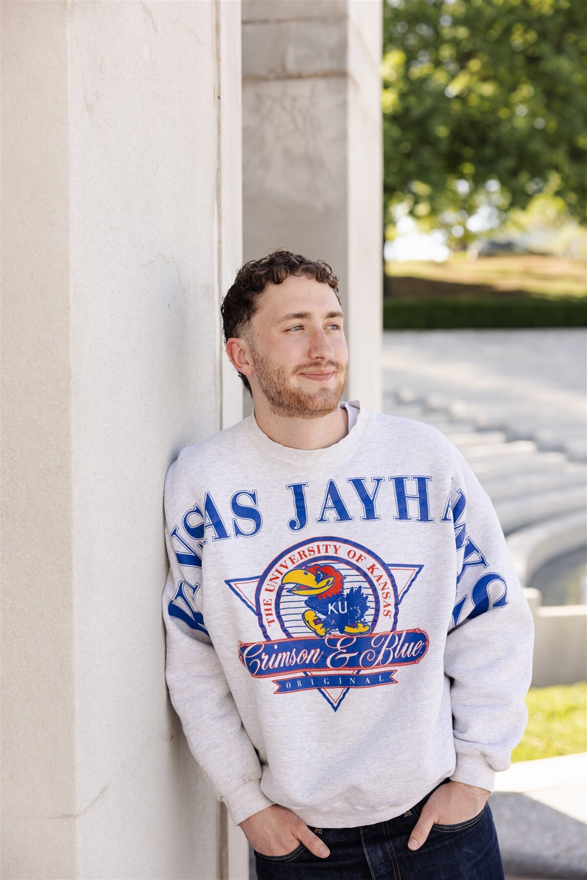 Casual Senior Portrait with Jayhawks Pride