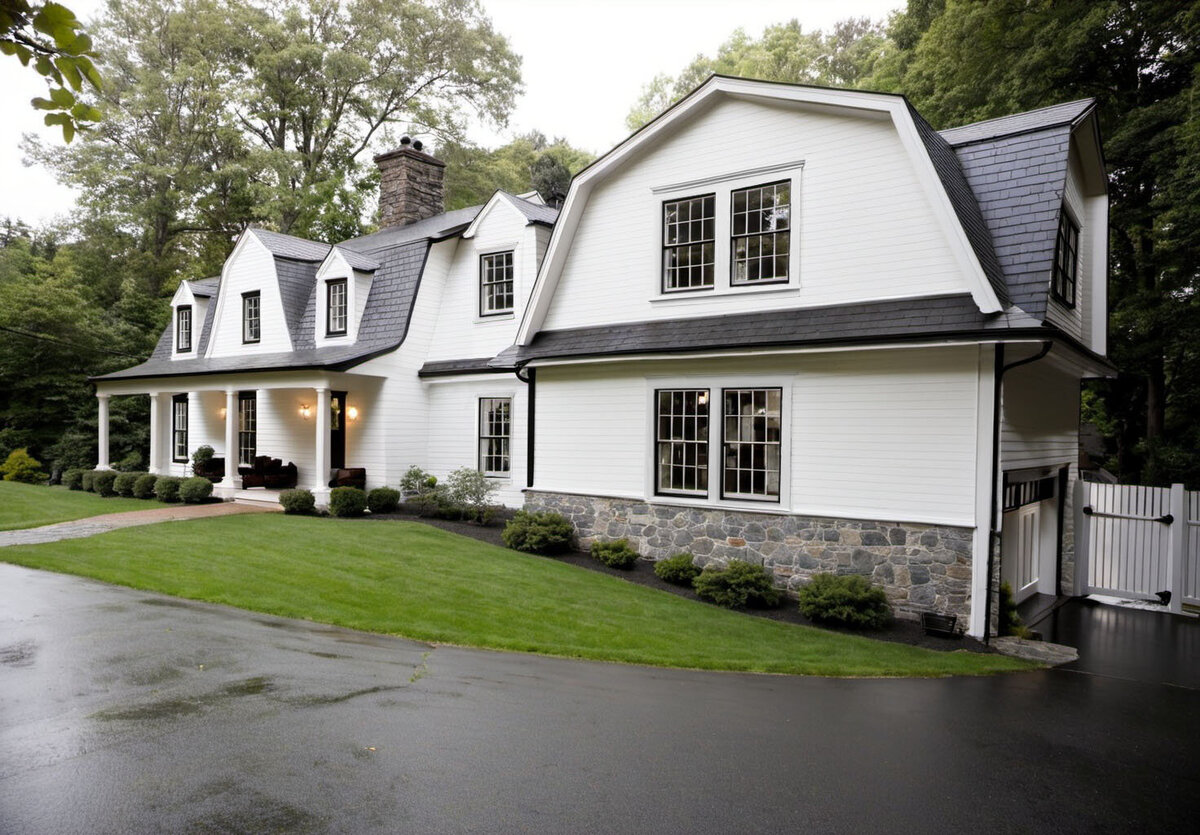 2024-02-07 17-38-57 - white siding, black windows, stone
