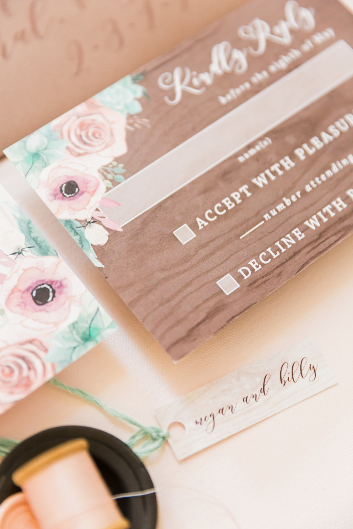 wooden wedding invitation