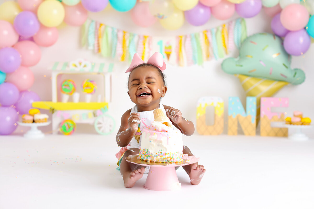 The Sweetest Baby Girl  First Birthday Cake Smash in Charlotte Area