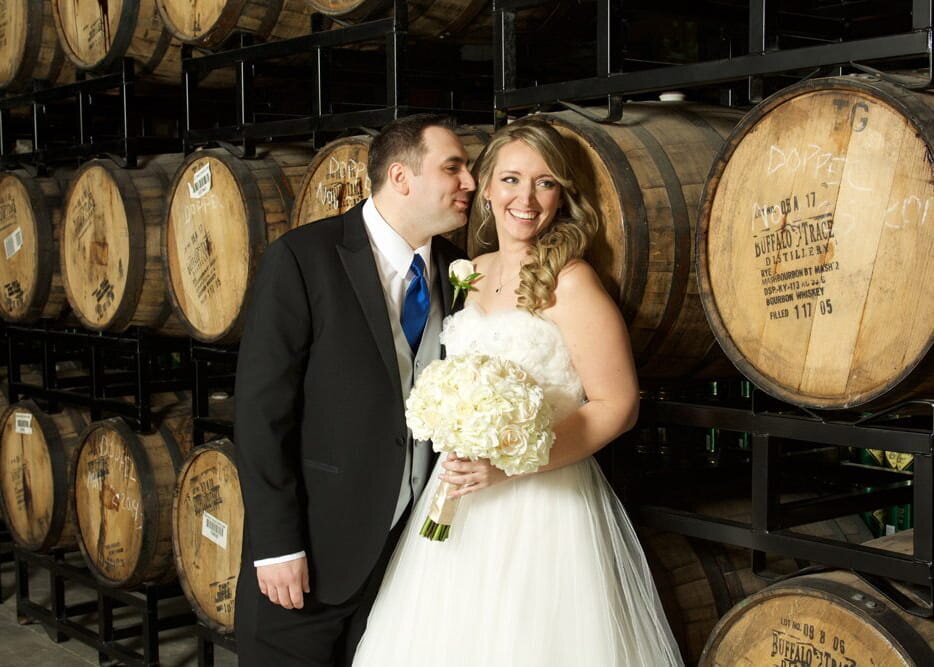 groom kissing bride