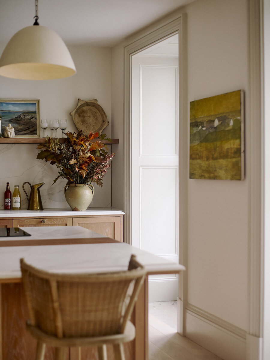 floral arrangement on bespoke kitchen worktop