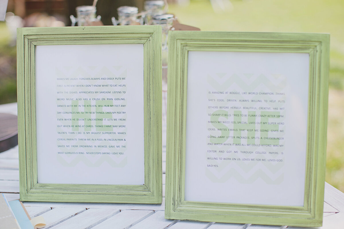 Outdoor NJ Spring Wedding He She Frames