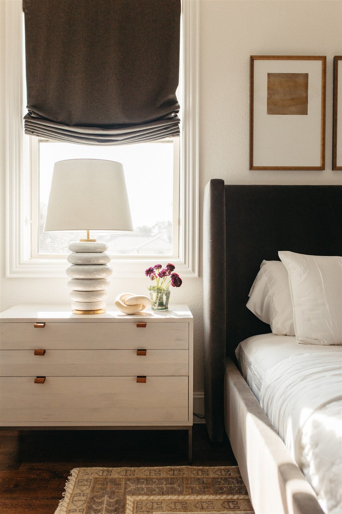 Bright, high contrast room designed by Hope Miriam Designs in DFW