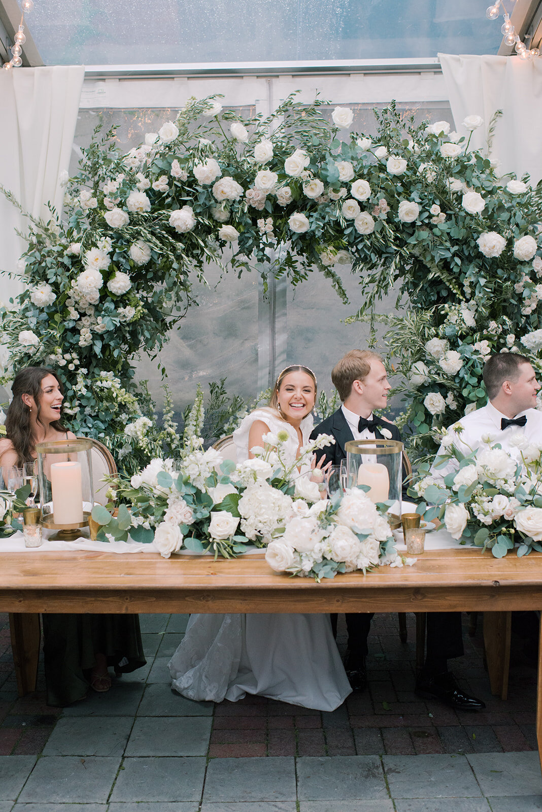 Chicago Illuminating Co. Tent Wedding with Lush Floral Arch_67