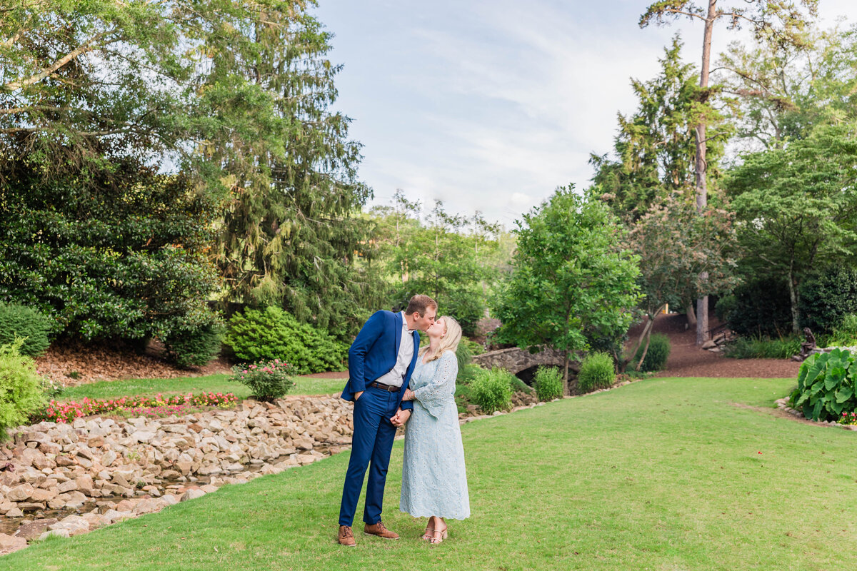 couple kissing for engagement session in south carolina