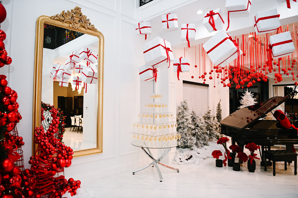 Luxury holiday decor installation by The Works Collective | immersive seasonal event design for a private residence.

