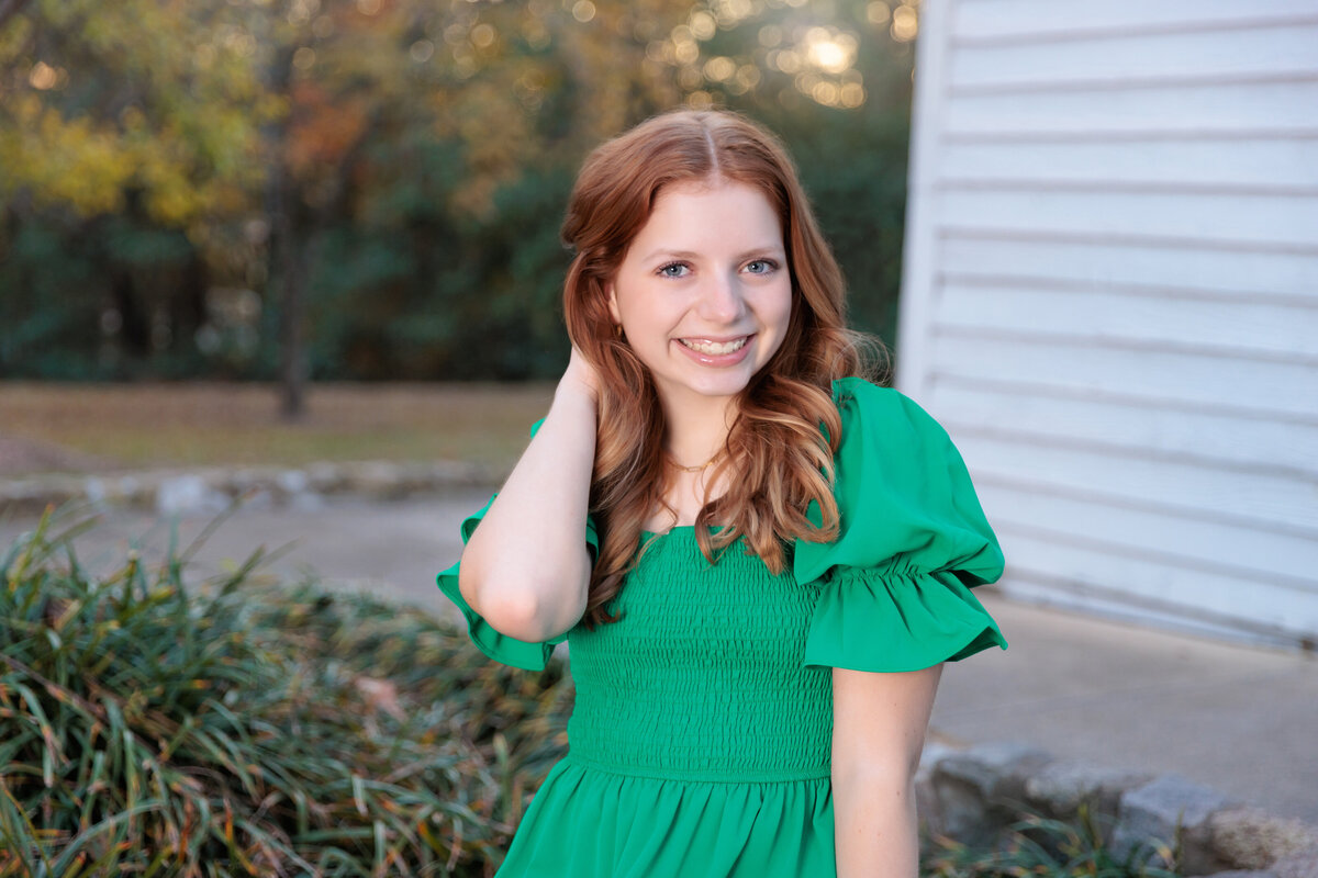Oak View portraits for this teen in the fall, located in Raleigh, NC.