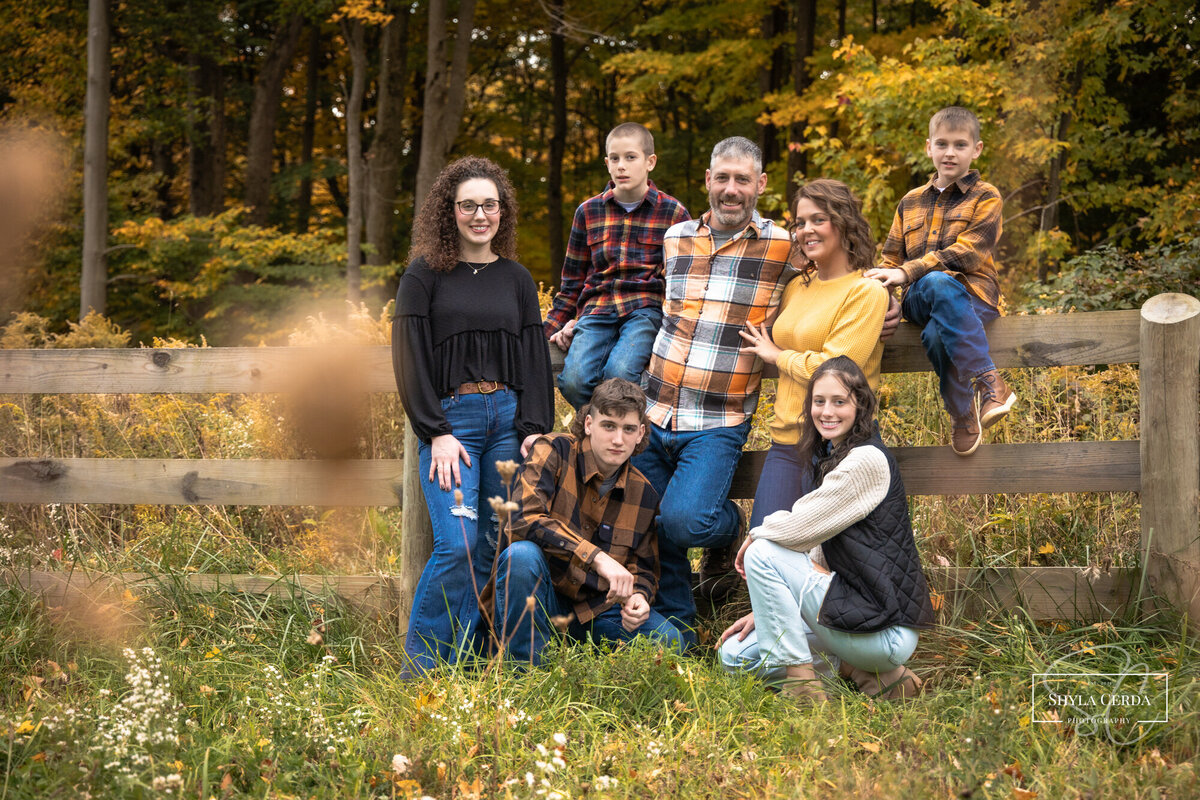 Family together during fall photoshoot