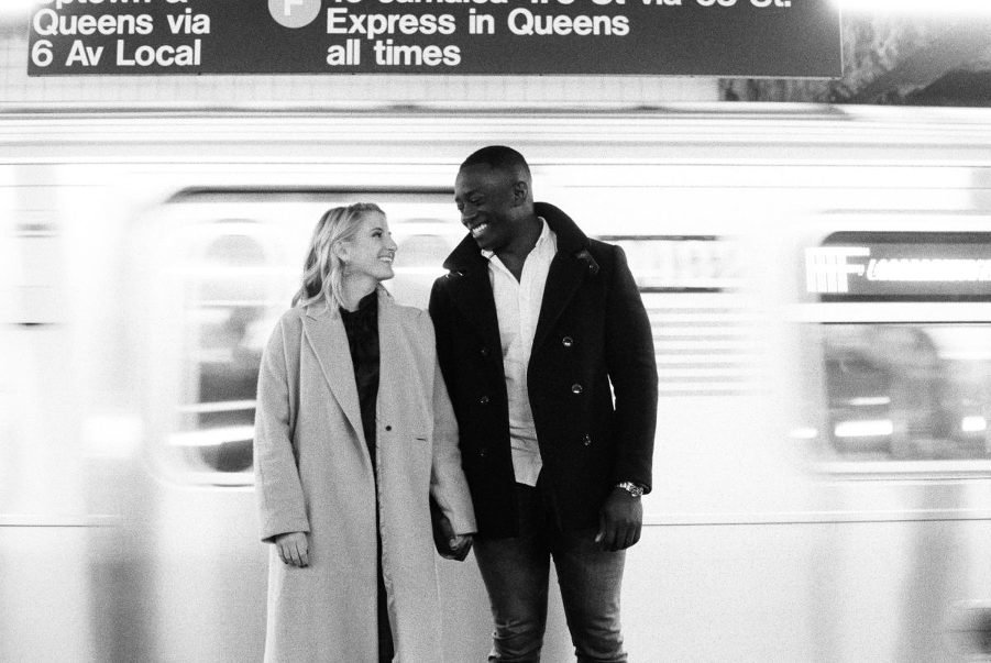 subway engagement photos