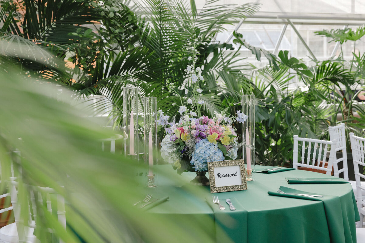 Floral arch with greenery and white flowers in an outdoor setting
