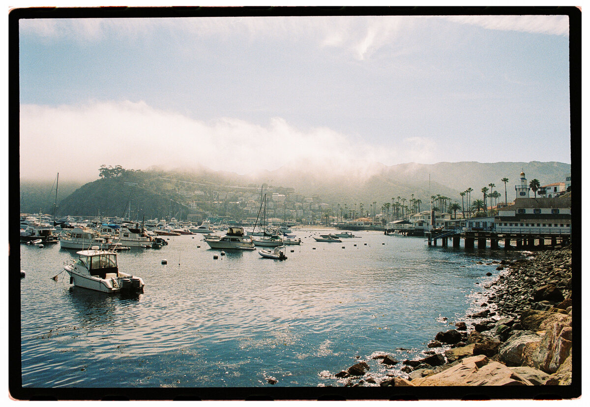 Scenic landscape of Catalina Harbor captured by Kate Winters Photography, documentary-style from Carmel, California.