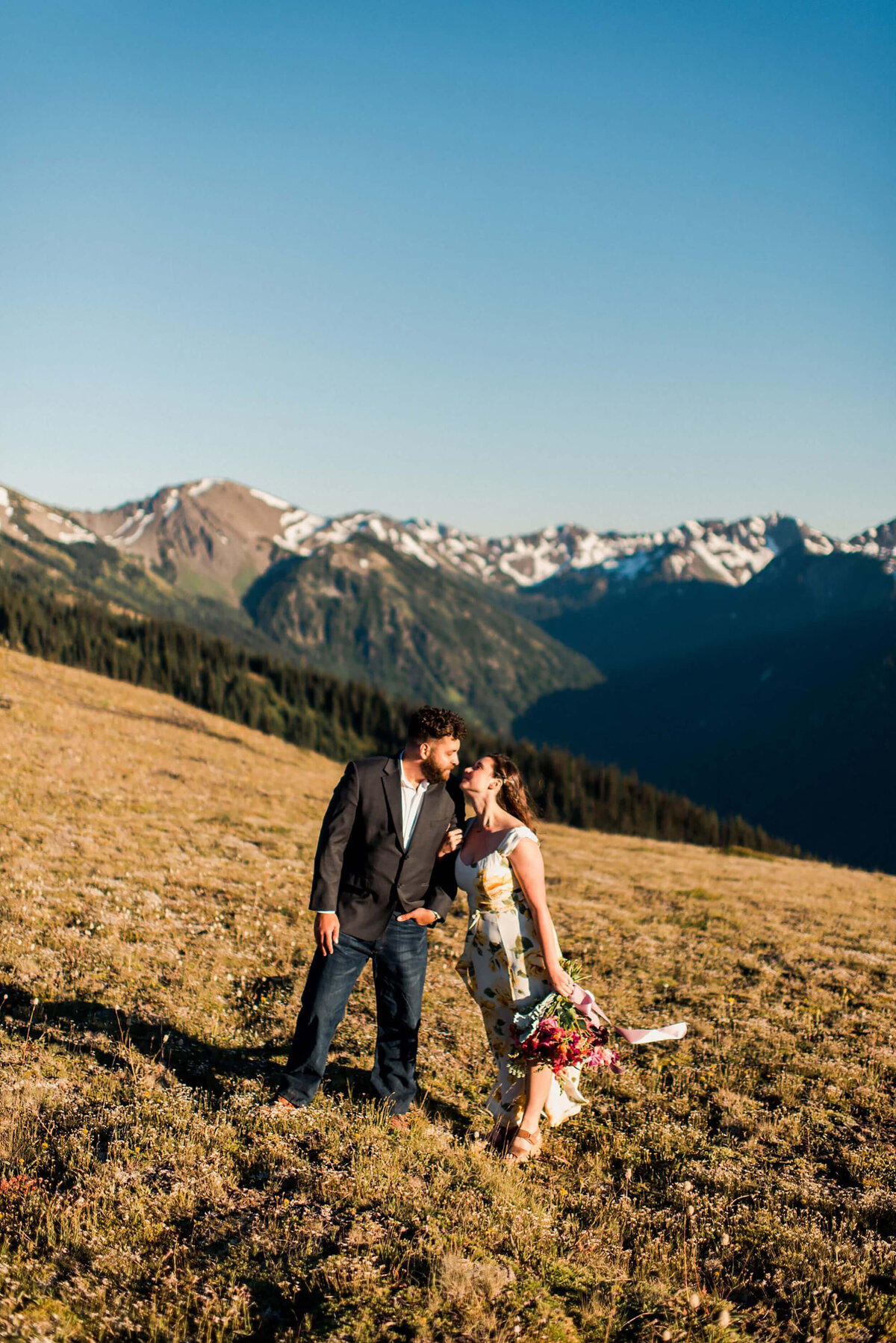 Engaged couple in Washington State.