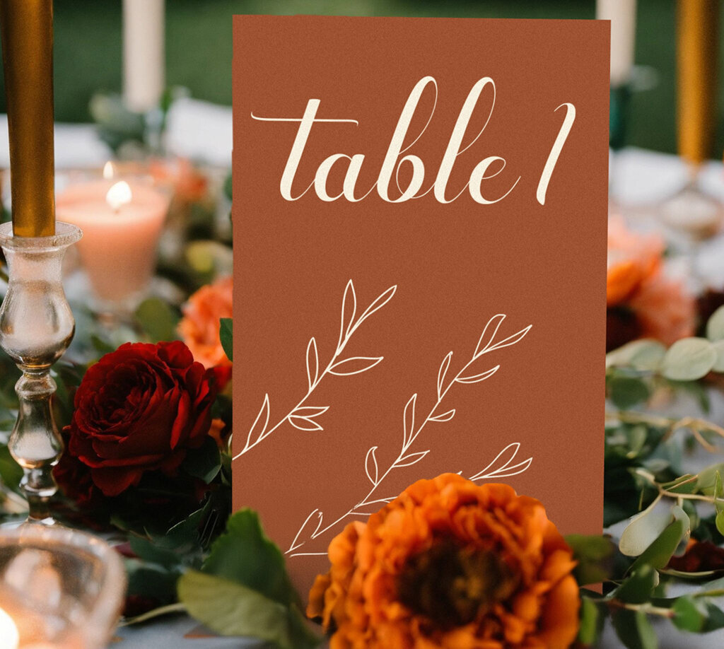 Wedding reception table number designed by Unadorned Stationery, wedding signage and stationery in Vancouver, British Columbia, featured on the Brontë Bride Vendor Guide.