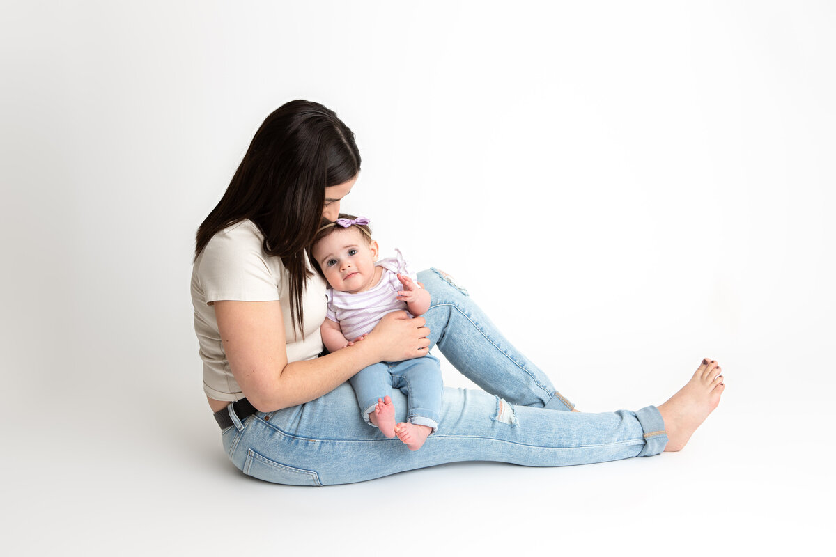 Mommy and me on white backdrop