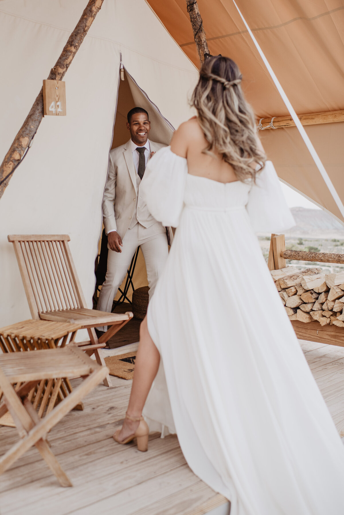 Utah Elopement Photographer captures bride and groom during first look