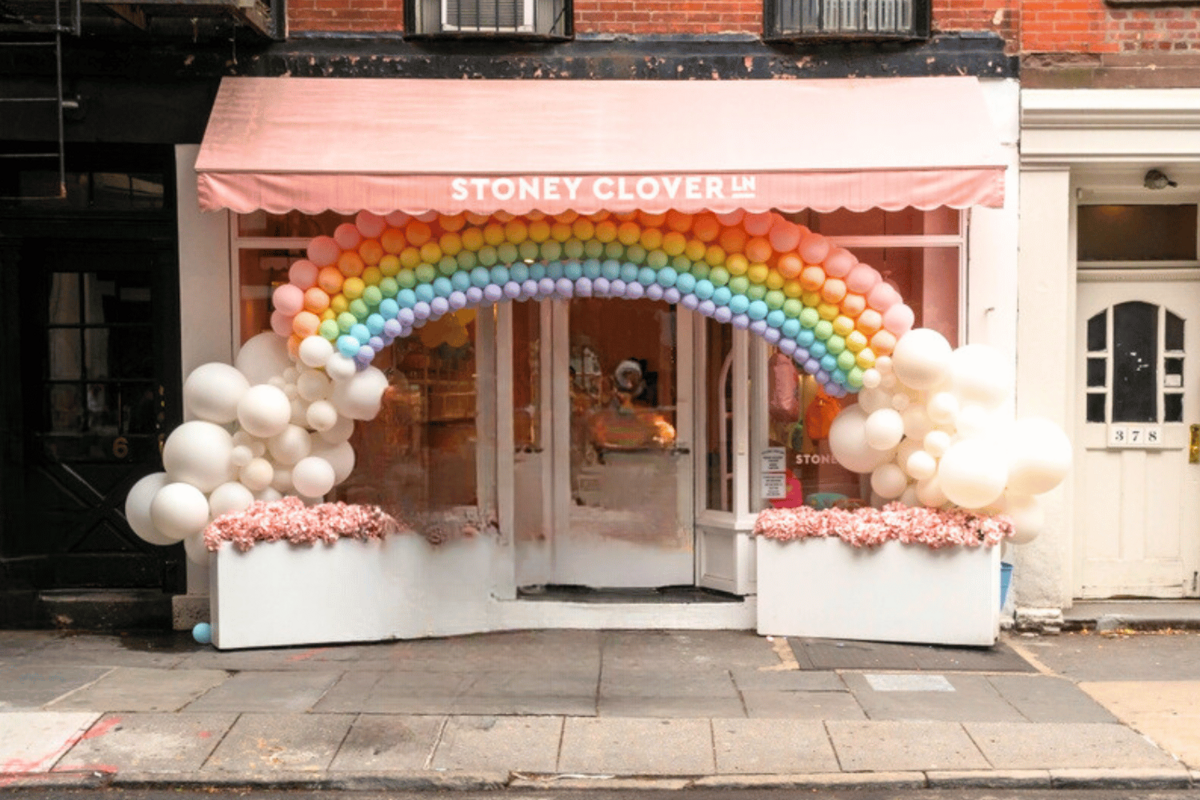 rainbow balloon arch