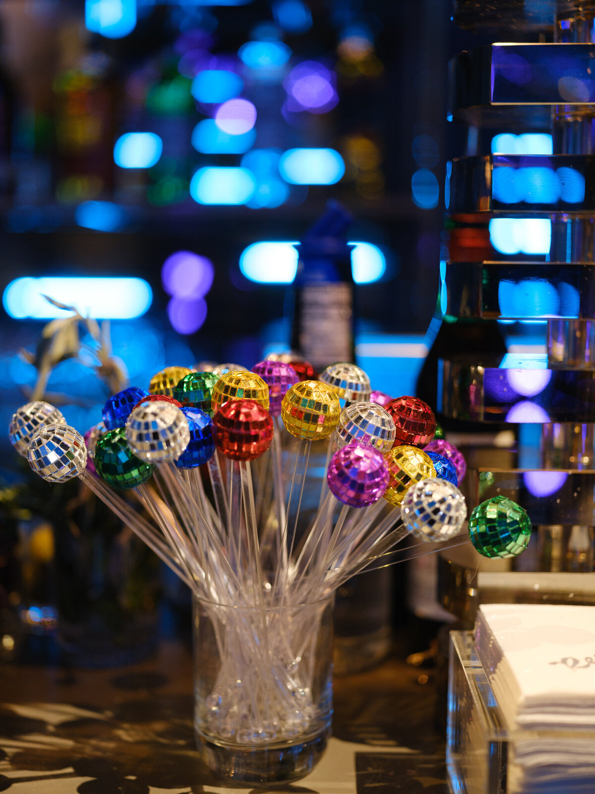 Disco ball drink stirrers