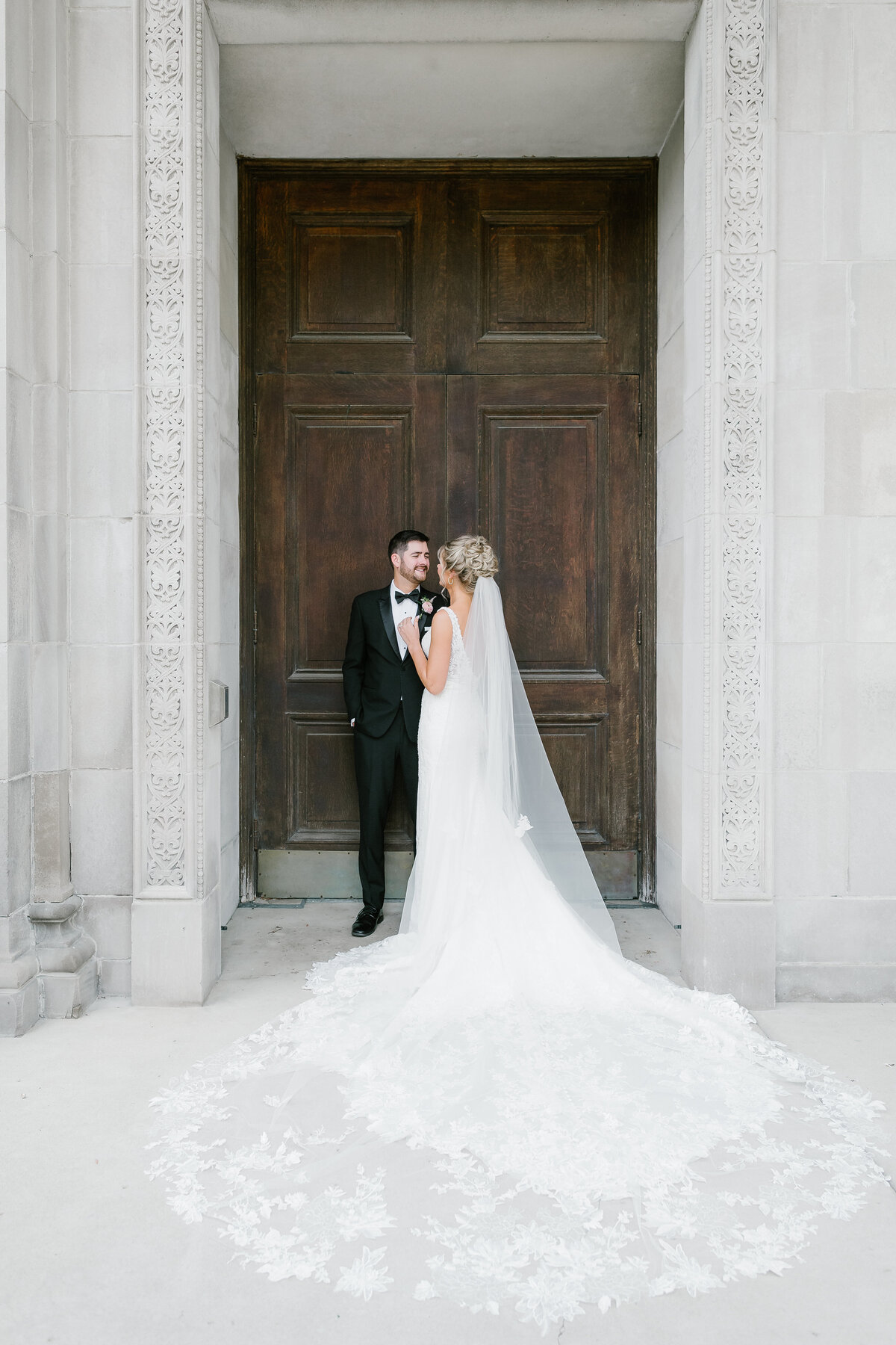 Bride and Groom into of church