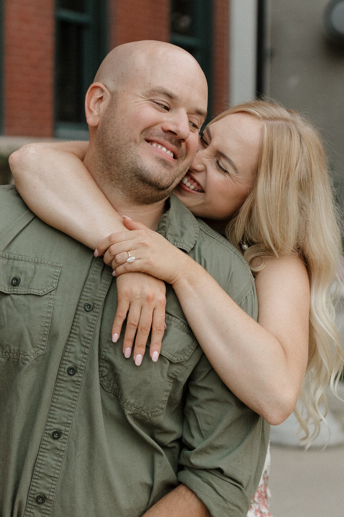 Indianapolis candid engagement photography romantic portrait