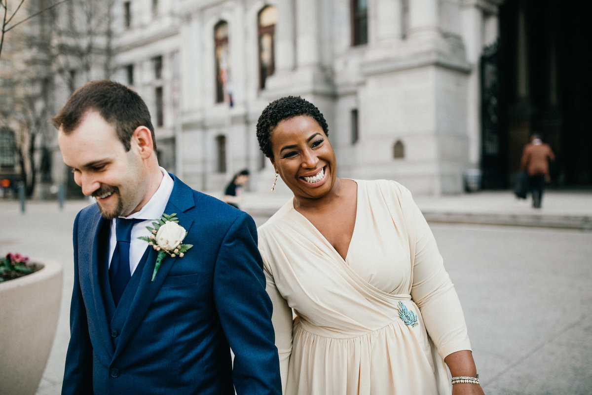 This bride and groom decided to have an intimate Philadelphia City Hall elopement, just the two of them.