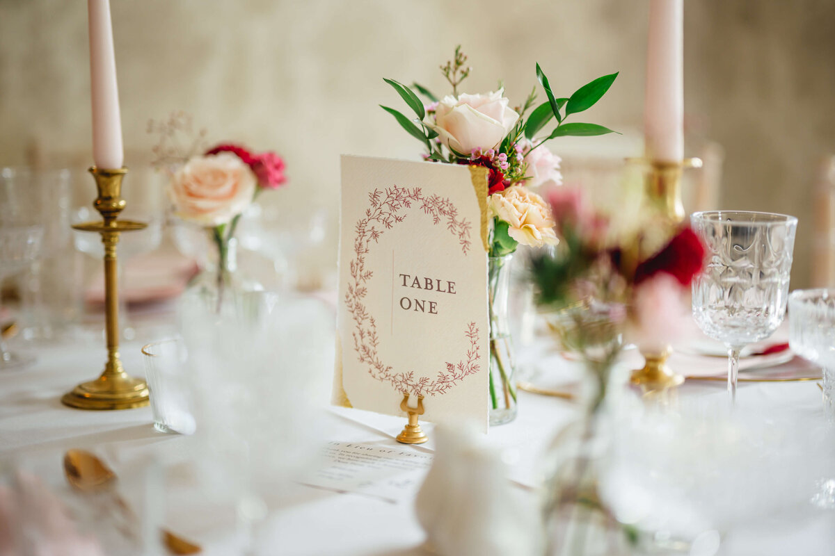 Table flowers at Homme House for the wedding breakfast