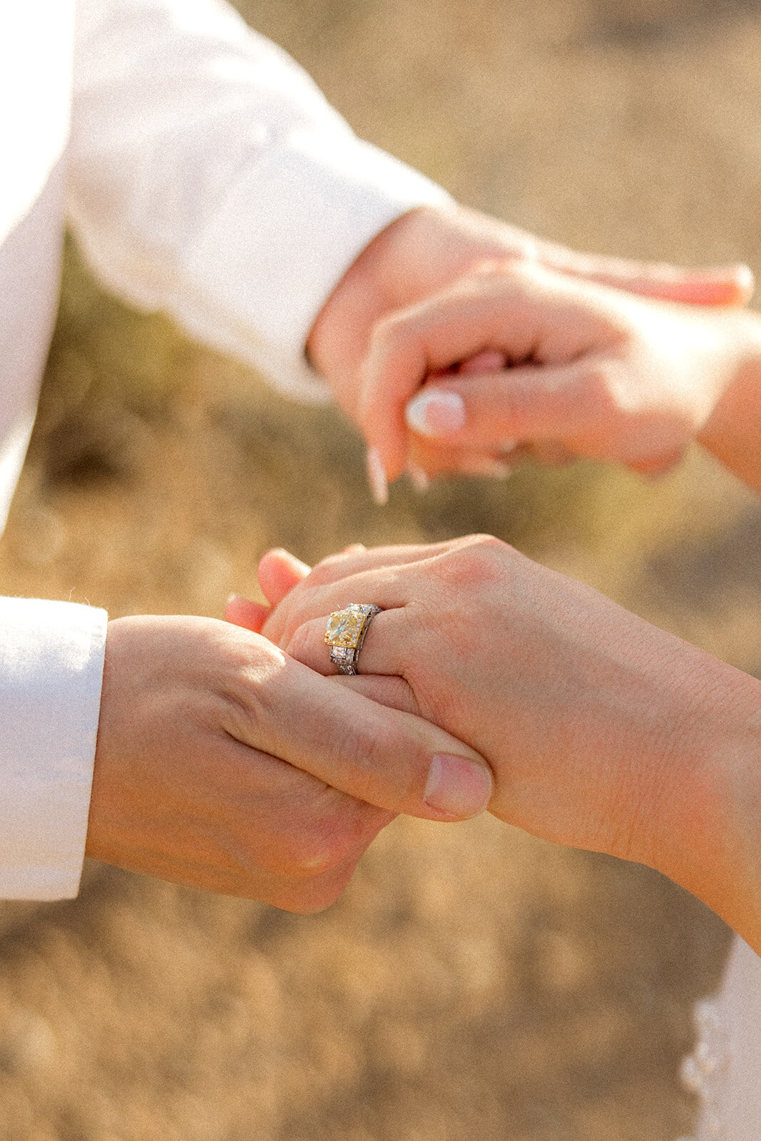 Close up of engagement ring in Nevada