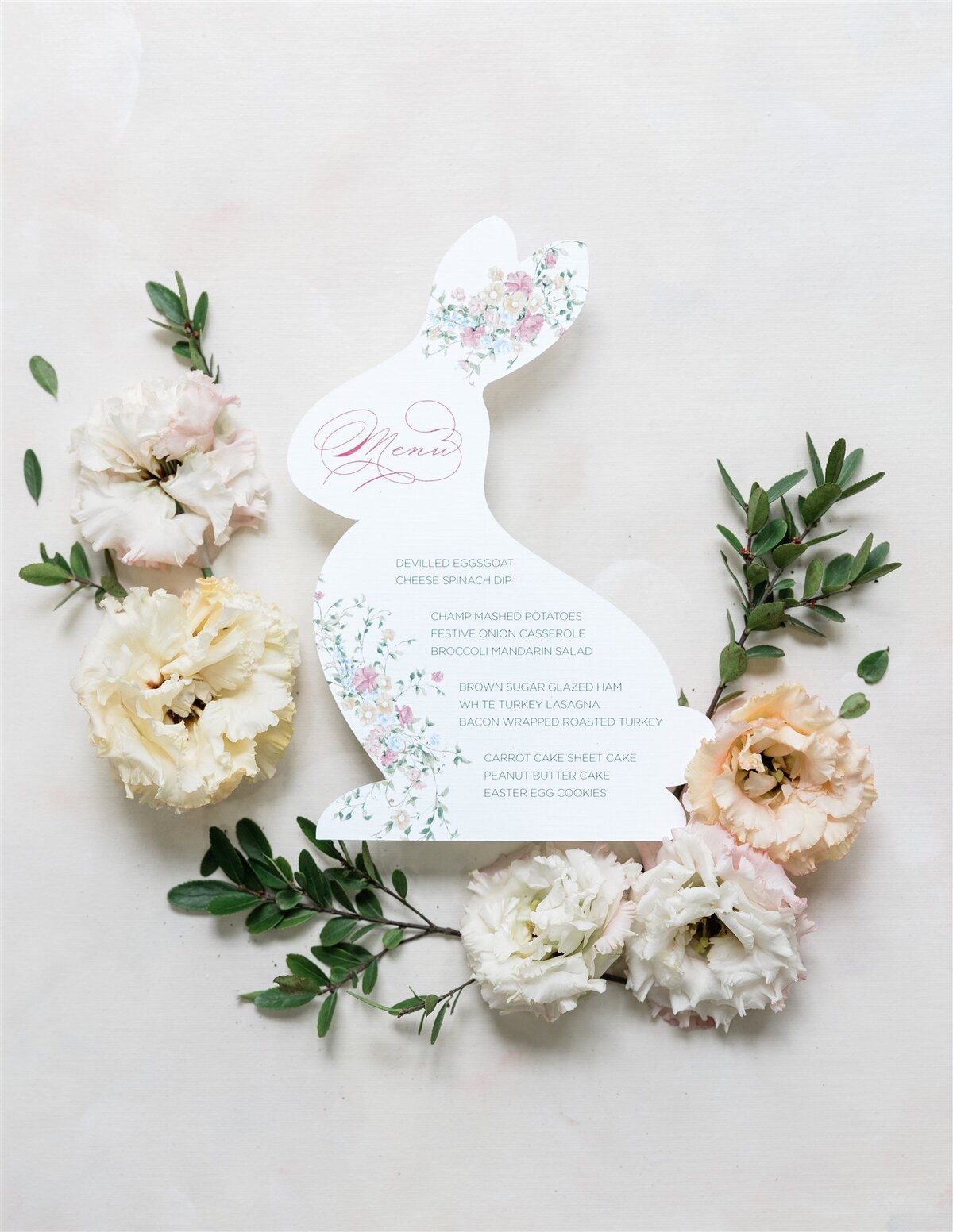 Easter bunny die-cit shape wedding menu G Designers 1