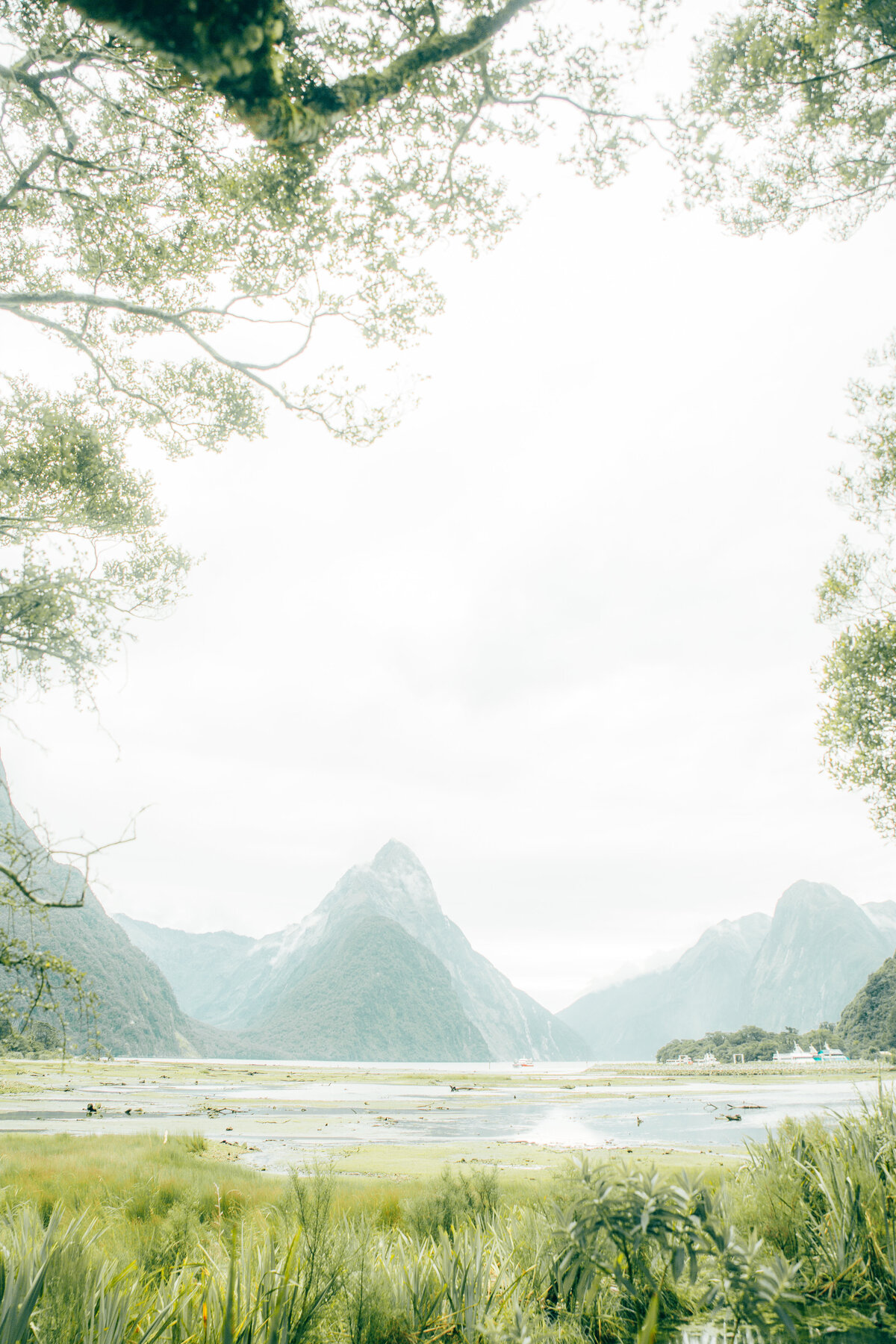 Moutain peaks in Milford Sound, New Zealand
