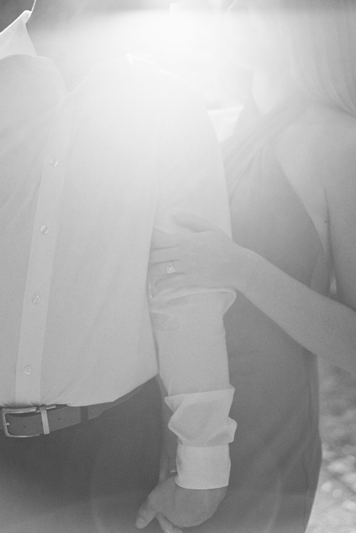 Black and white close-up of engagement ring shot in Columbus by Philly-based wedding photographer.