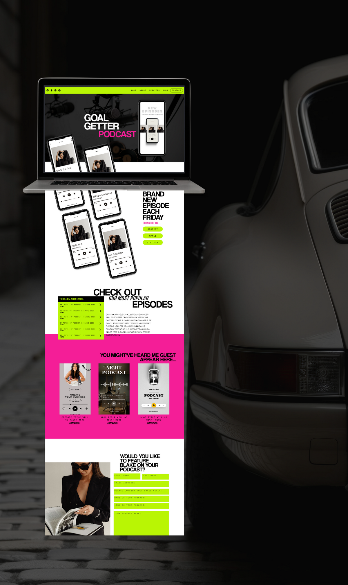 graphic with a long screenshot of a page from a website