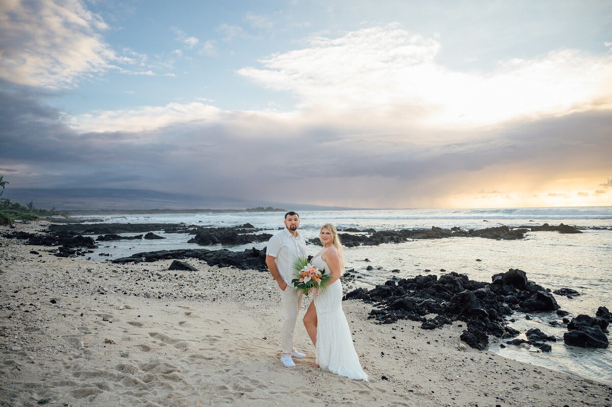 sunset beach wedding on the Big Island