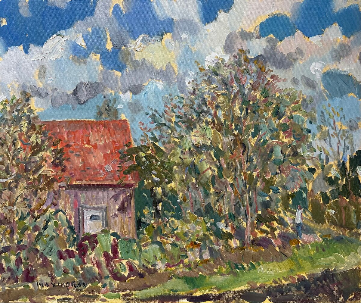 September Evening in the Backyard 20x24 ooc 4,000