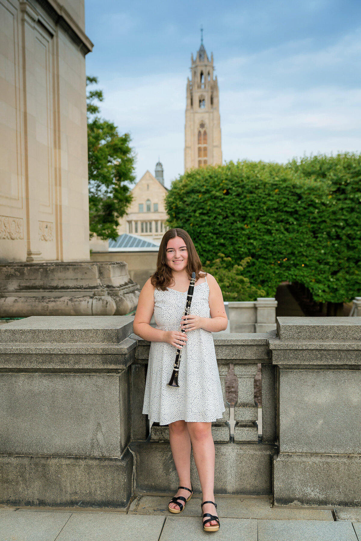 senior girl with oboe at the MAG in Rochester, NY
