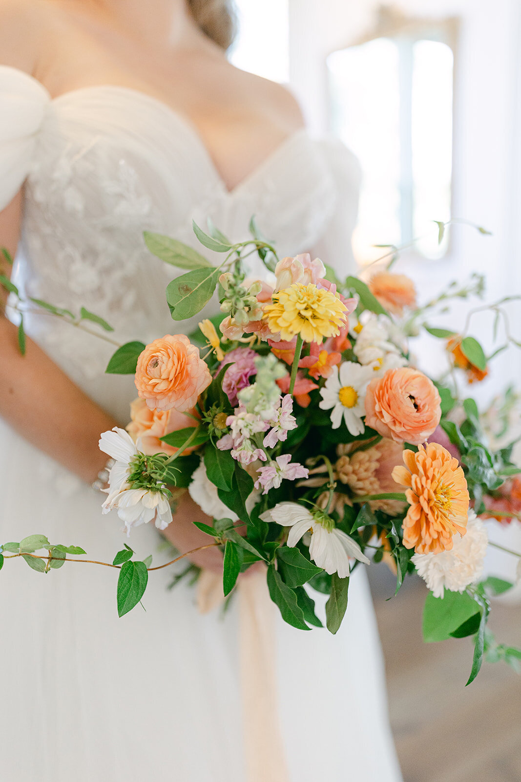 peach pastel garden style bridal bouquet
