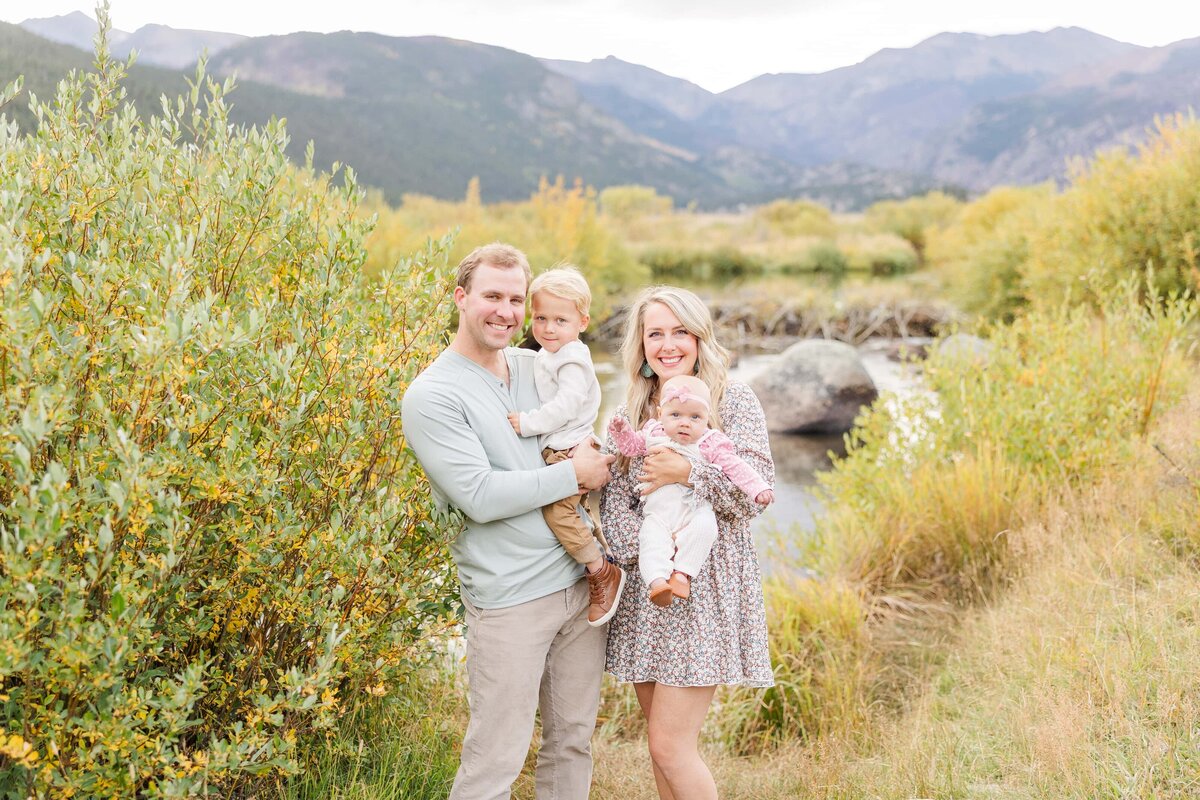 Rocky mountains and beautiful family portrait  in Colorado