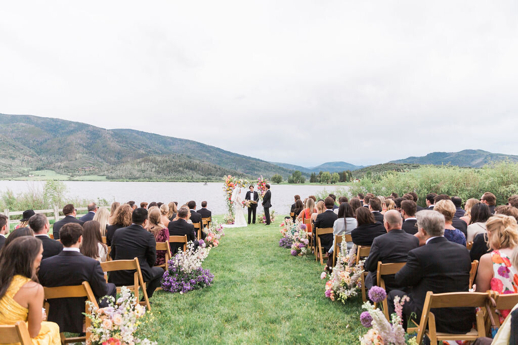 wedding ceremony at Catamount Ranch in Steamboat Springs