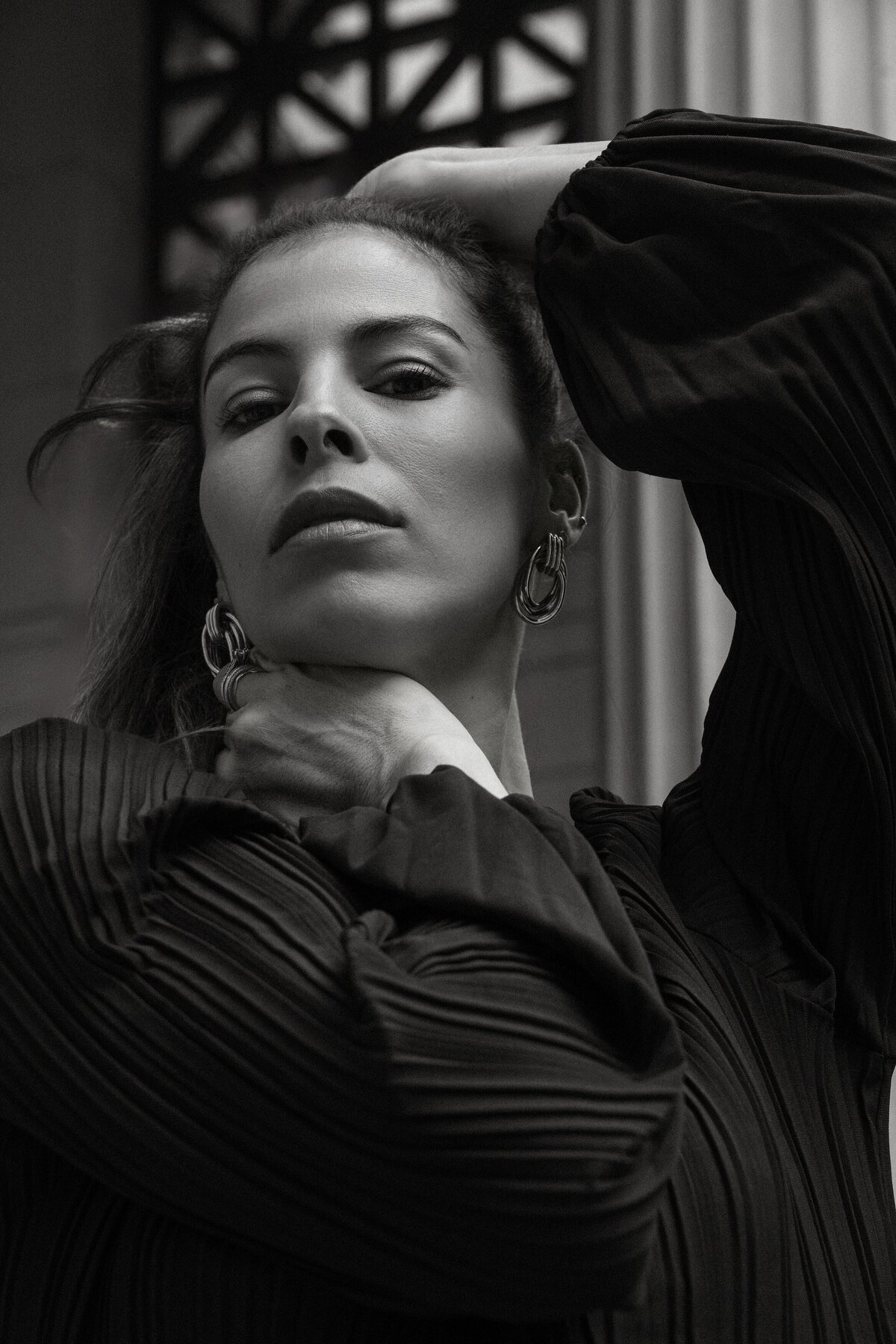 Black and white fashion portrait