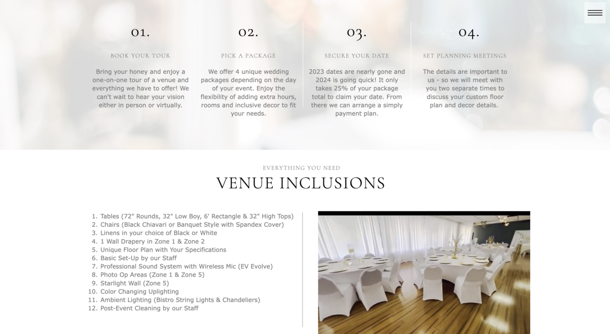 The district event venue packages pricing page