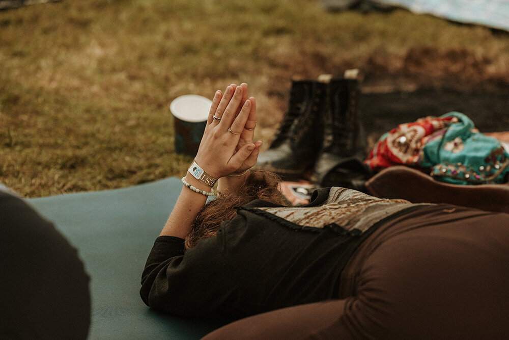 Yin yoga pose at prana fest