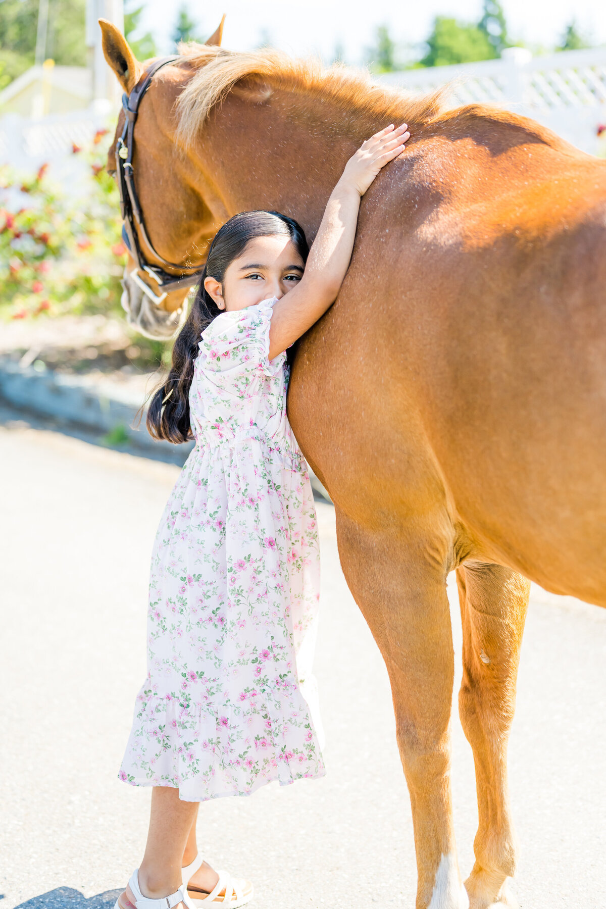 girl with pony equine portrait