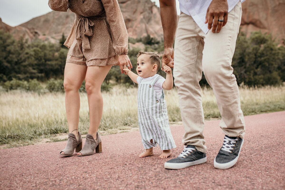 parents walking with son