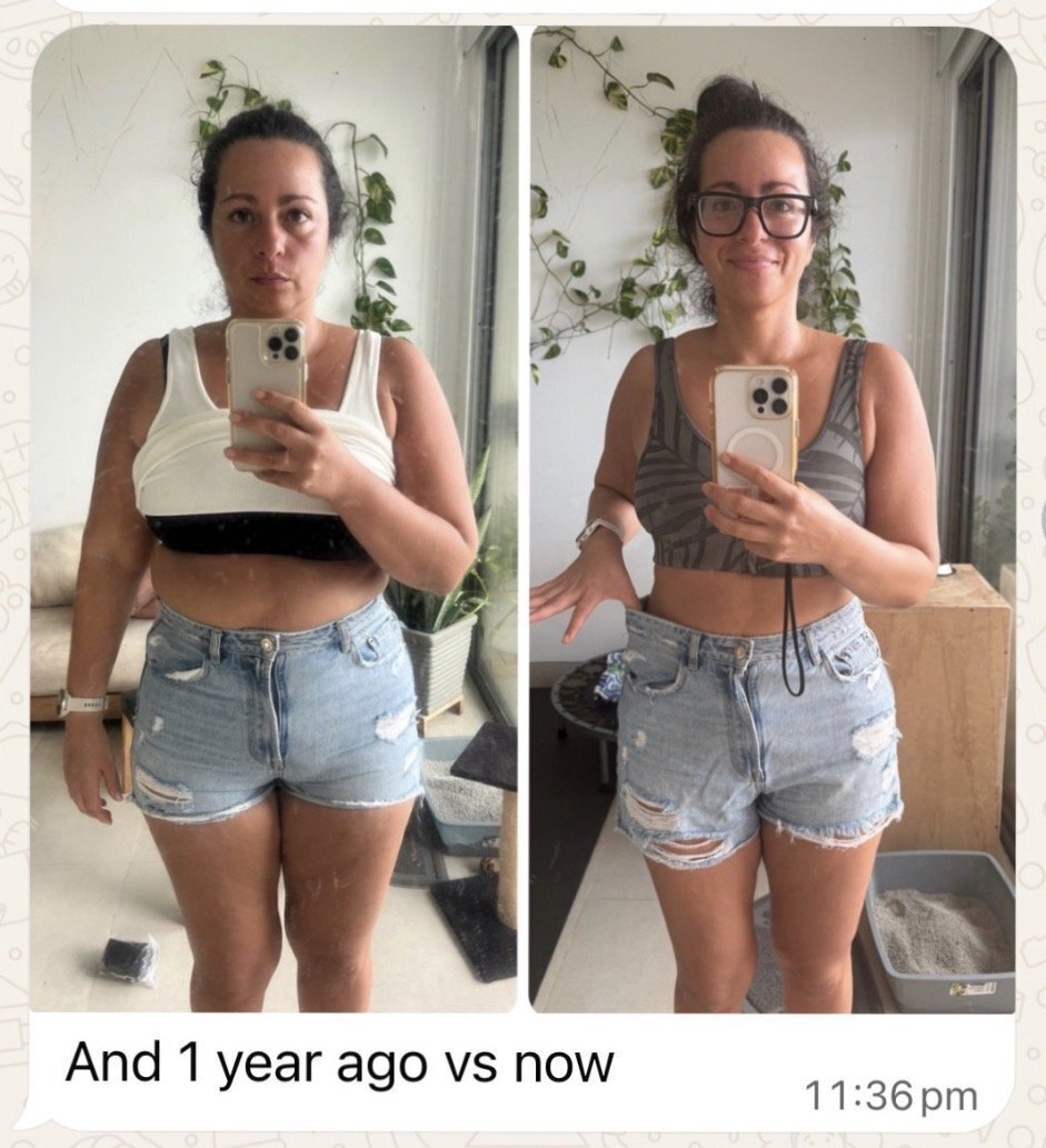 Natalia one year ago and now, side by side