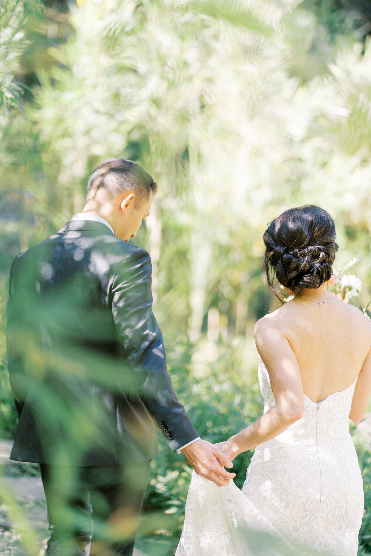 bride and groom walking
