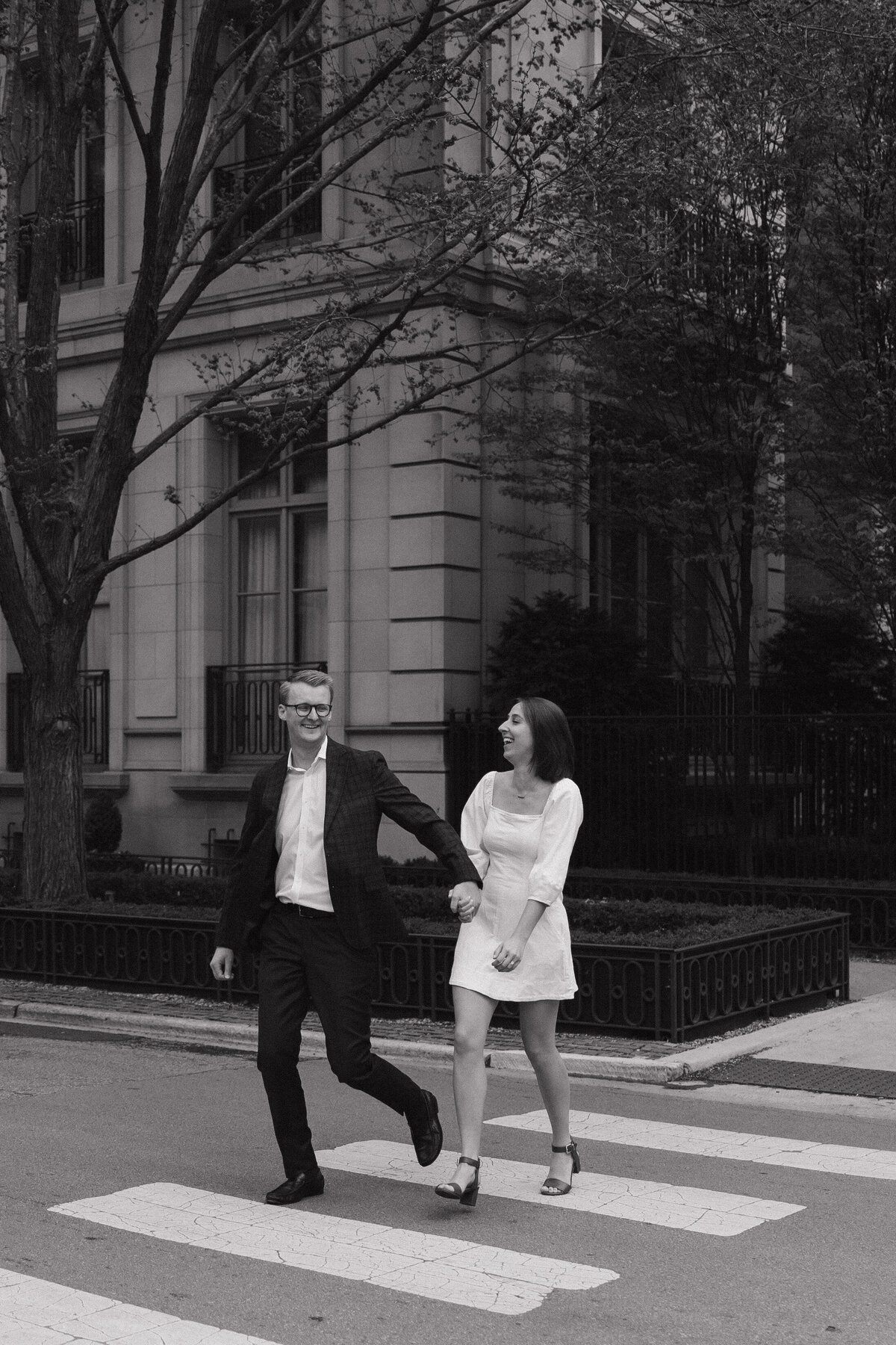 Black and white Indianapolis engagement photography portrait