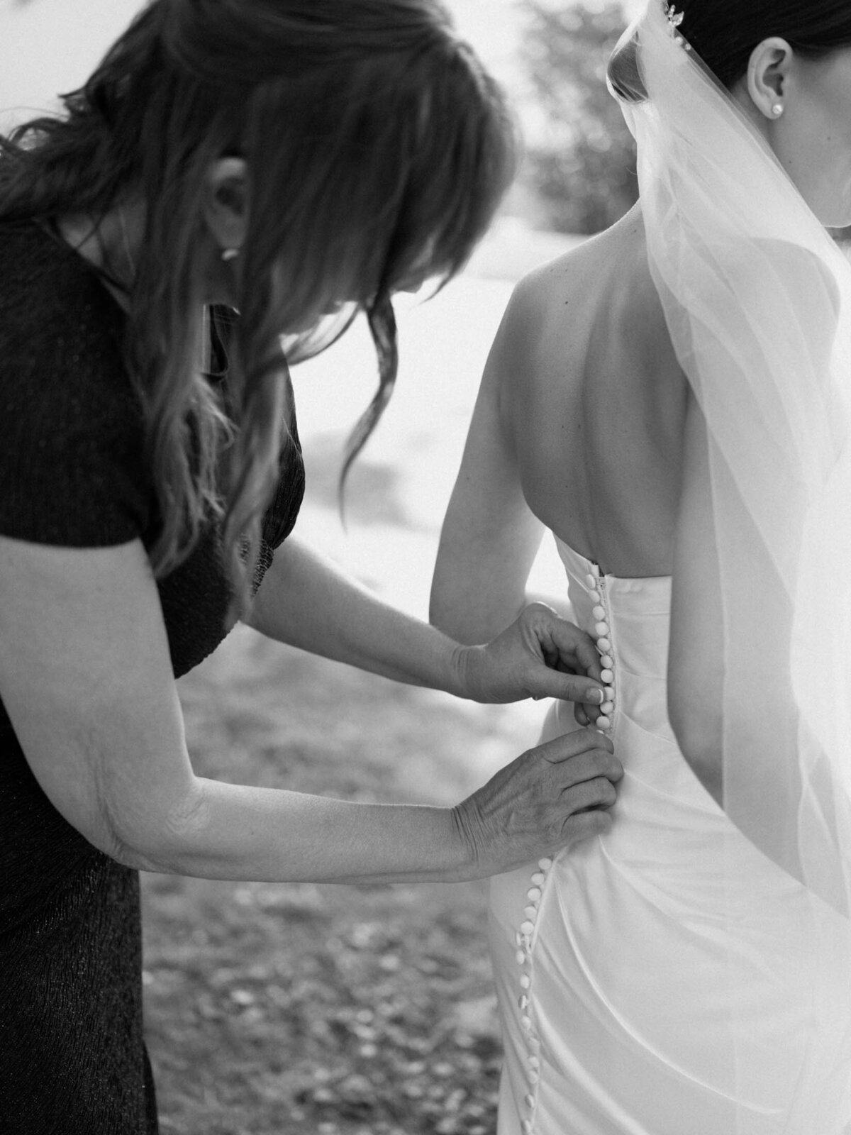 Bride getting ready for her  backyard wedding